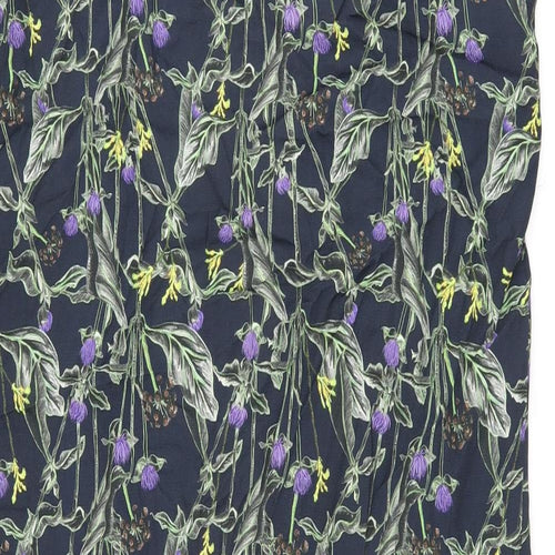 Topshop Womens Blue Floral Viscose Kimono Blouse Size 10 Square Neck