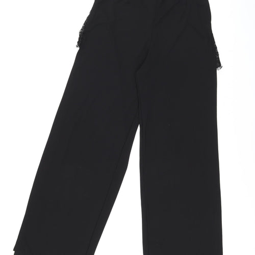 ASOS Womens Black Polyester Trousers Size 8 L29.5 in Regular Zip - Lace Detail Thigh Split