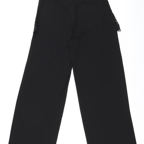 ASOS Womens Black Polyester Trousers Size 8 L29.5 in Regular Zip - Lace Detail Thigh Split