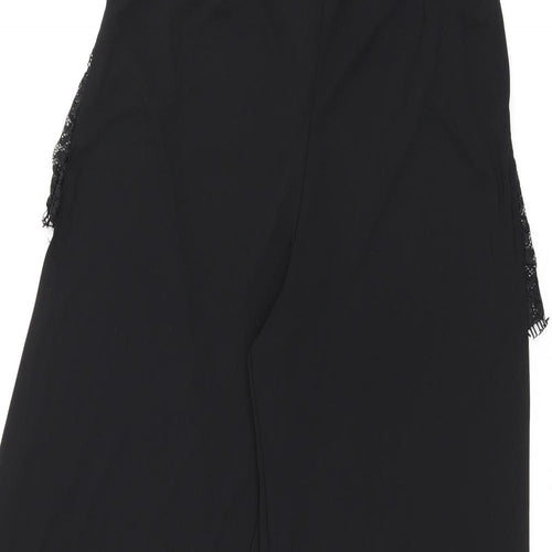 ASOS Womens Black Polyester Trousers Size 8 L29.5 in Regular Zip - Lace Detail Thigh Split