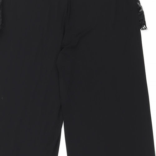ASOS Womens Black Polyester Trousers Size 8 L29.5 in Regular Zip - Lace Detail Thigh Split