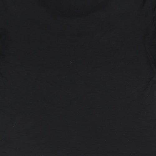 C.M.D Womens Black Viscose Jersey T-Shirt Size M Scoop Neck - Embroidered Detail
