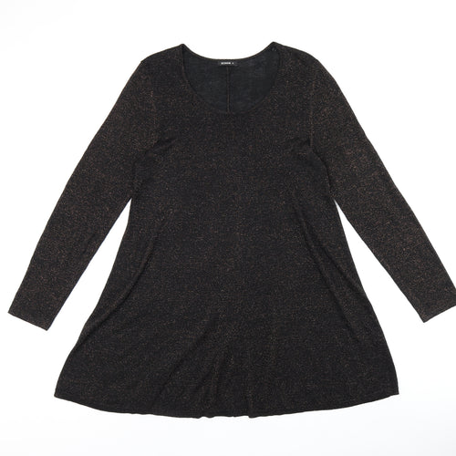 Roman Womens Black Viscose Jersey T-Shirt Size 16 Scoop Neck - Sparkle Effect