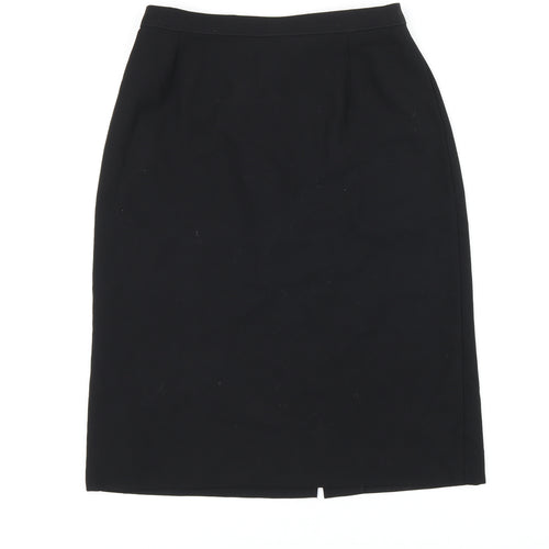 Marks and Spencer Womens Black Viscose Straight & Pencil Skirt Size 12 Zip