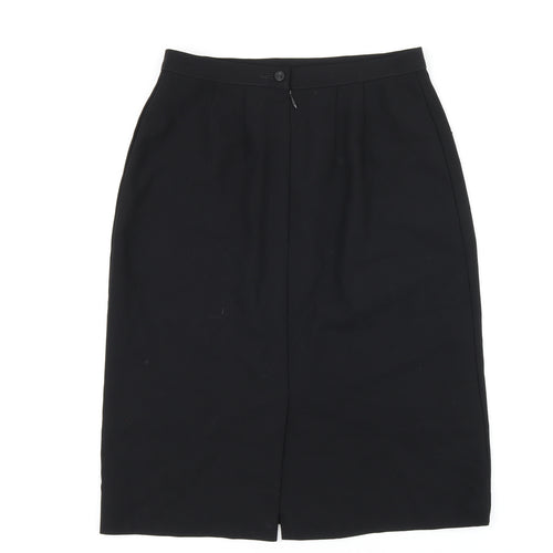 Marks and Spencer Womens Black Viscose Straight & Pencil Skirt Size 12 Zip