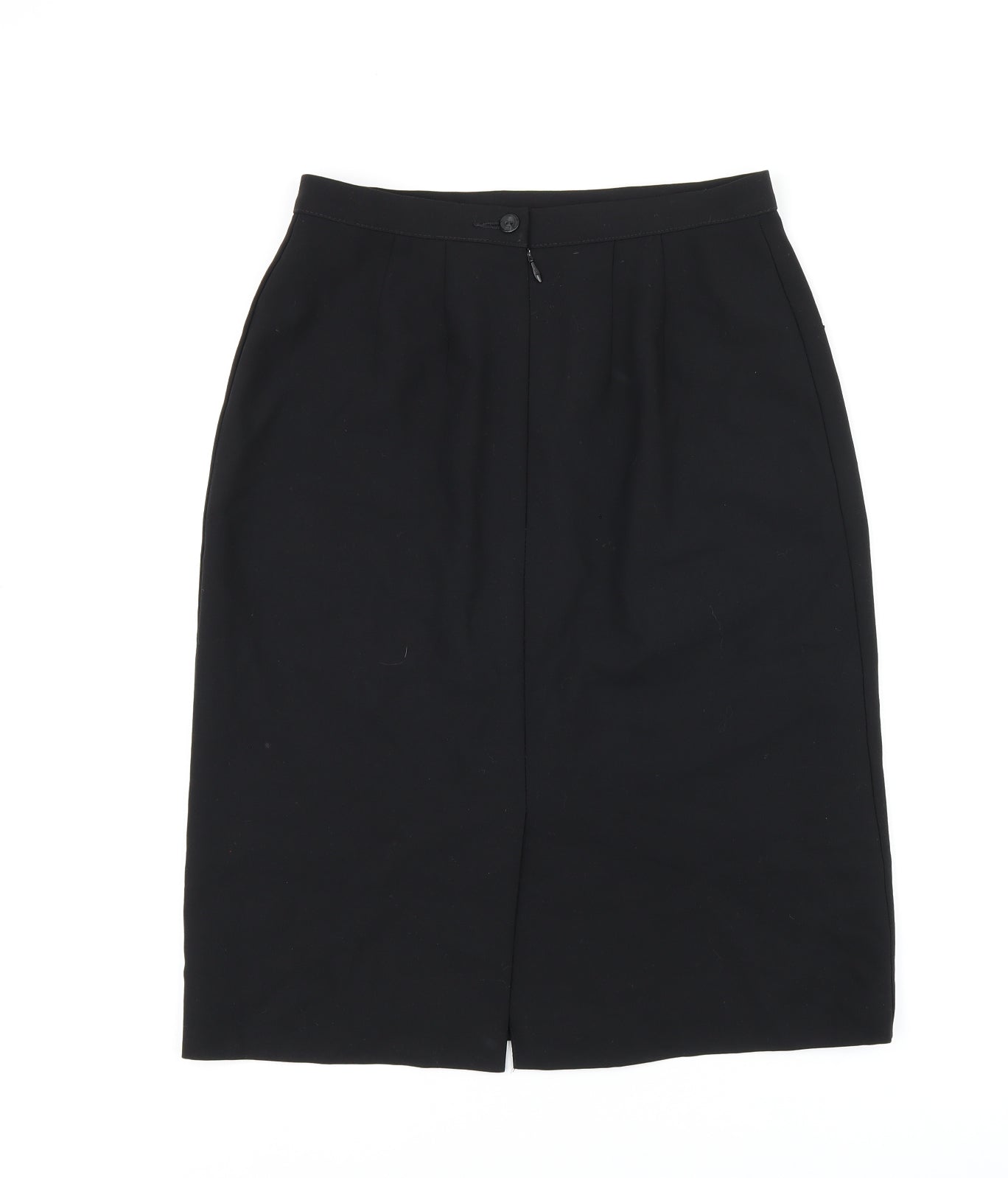 Marks and Spencer Womens Black Viscose Straight & Pencil Skirt Size 12 Zip