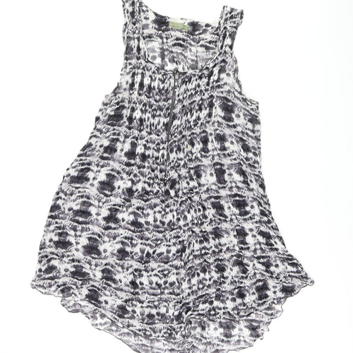 Mint Velvet Womens Black Tie Dye Viscose Skater Dress Size 18 Scoop Neck Zip