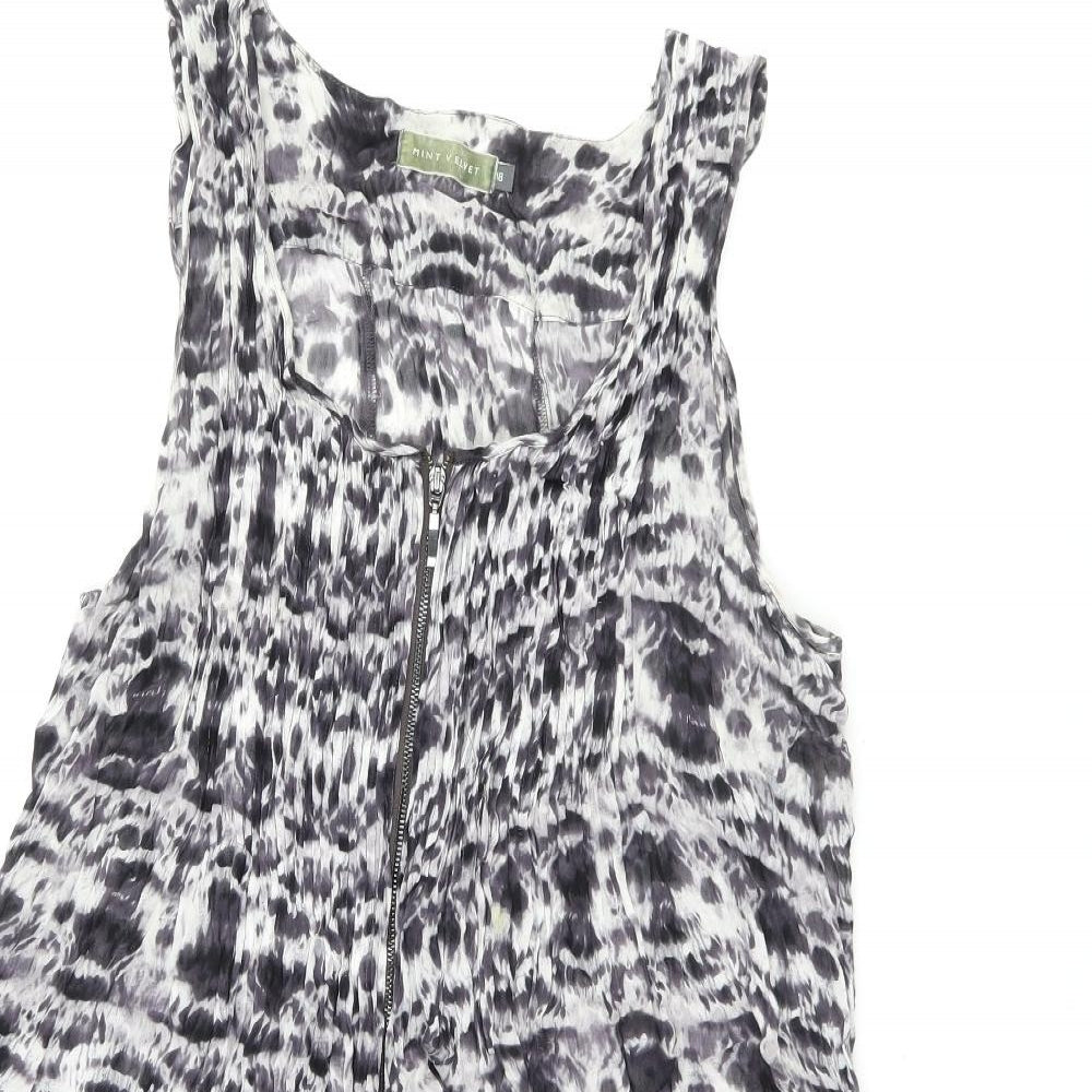 Mint Velvet Womens Black Tie Dye Viscose Skater Dress Size 18 Scoop Neck Zip