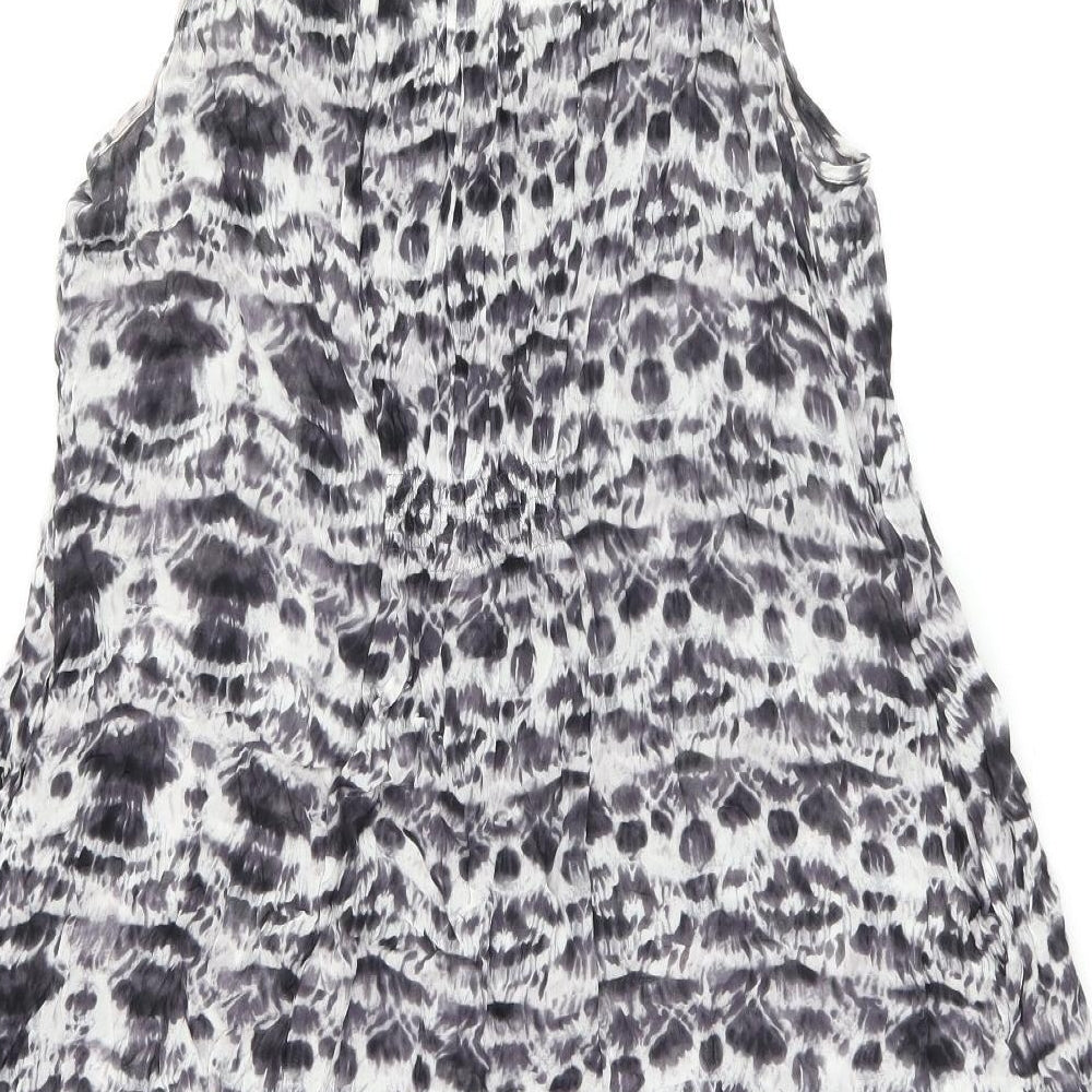 Mint Velvet Womens Black Tie Dye Viscose Skater Dress Size 18 Scoop Neck Zip
