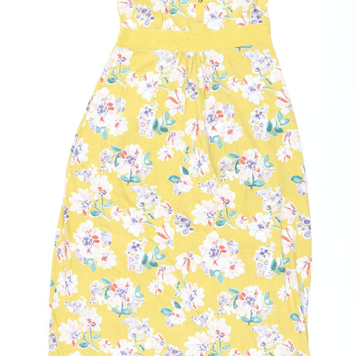 MANTARAY PRODUCTS Womens Yellow Floral Cotton Tank Dress Size 12 Scoop Neck Pullover