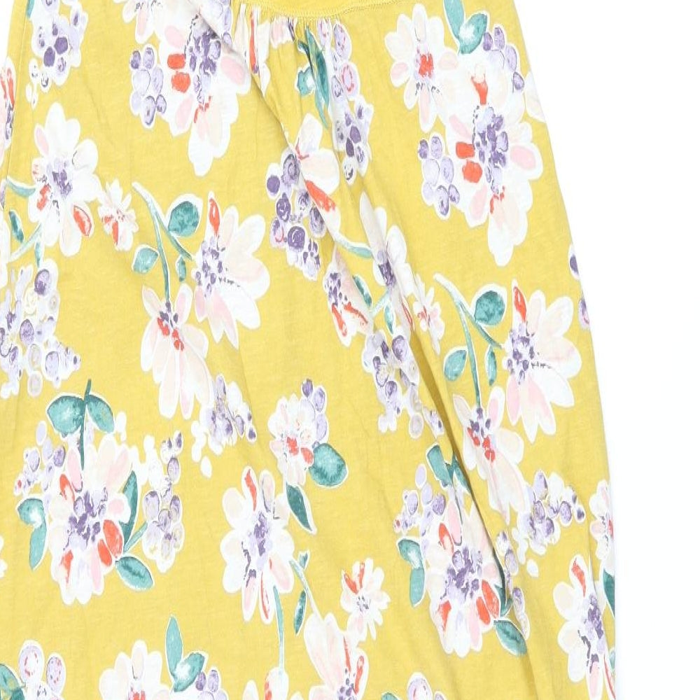 MANTARAY PRODUCTS Womens Yellow Floral Cotton Tank Dress Size 12 Scoop Neck Pullover