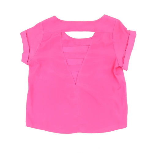 Tramp Womens Pink Polyester Basic Blouse Size M Round Neck