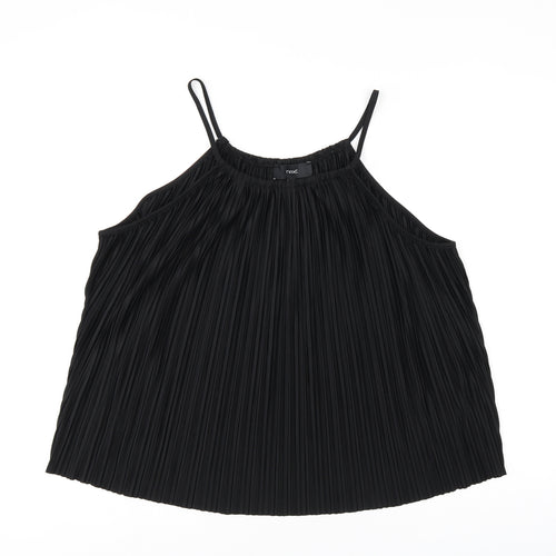 NEXT Womens Black Polyester Basic Tank Size 14 Square Neck - Pleated Detail