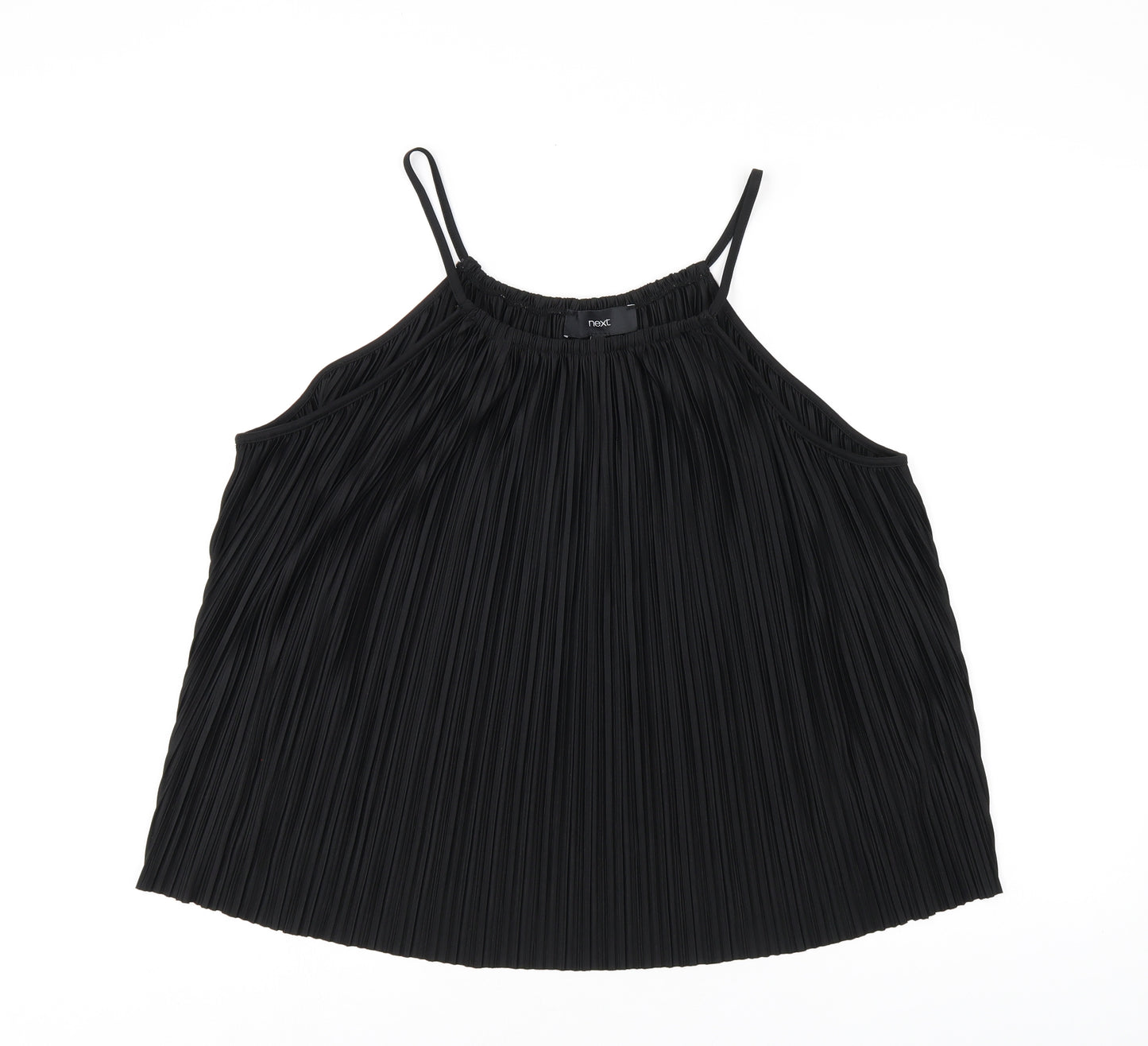 NEXT Womens Black Polyester Basic Tank Size 14 Square Neck - Pleated Detail