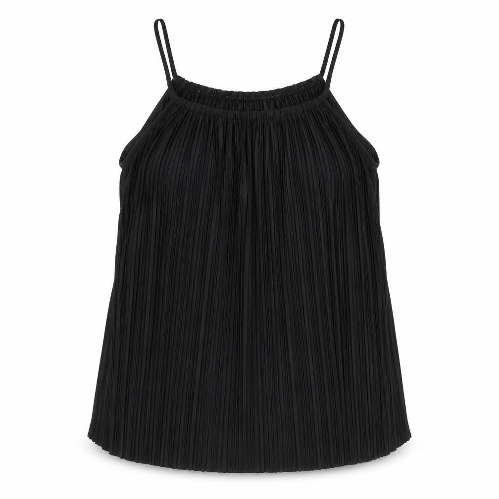 Next Womens Black Polyester Basic Tank Size 14 Square Neck - Pleated Detail