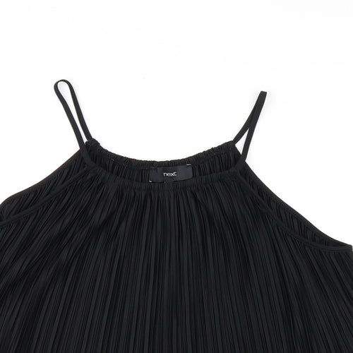 NEXT Womens Black Polyester Basic Tank Size 14 Square Neck - Pleated Detail