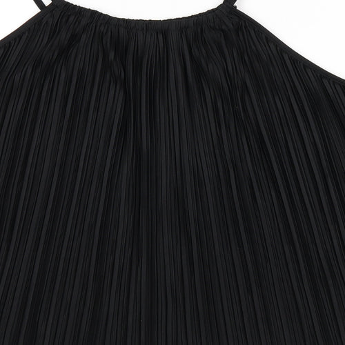 NEXT Womens Black Polyester Basic Tank Size 14 Square Neck - Pleated Detail