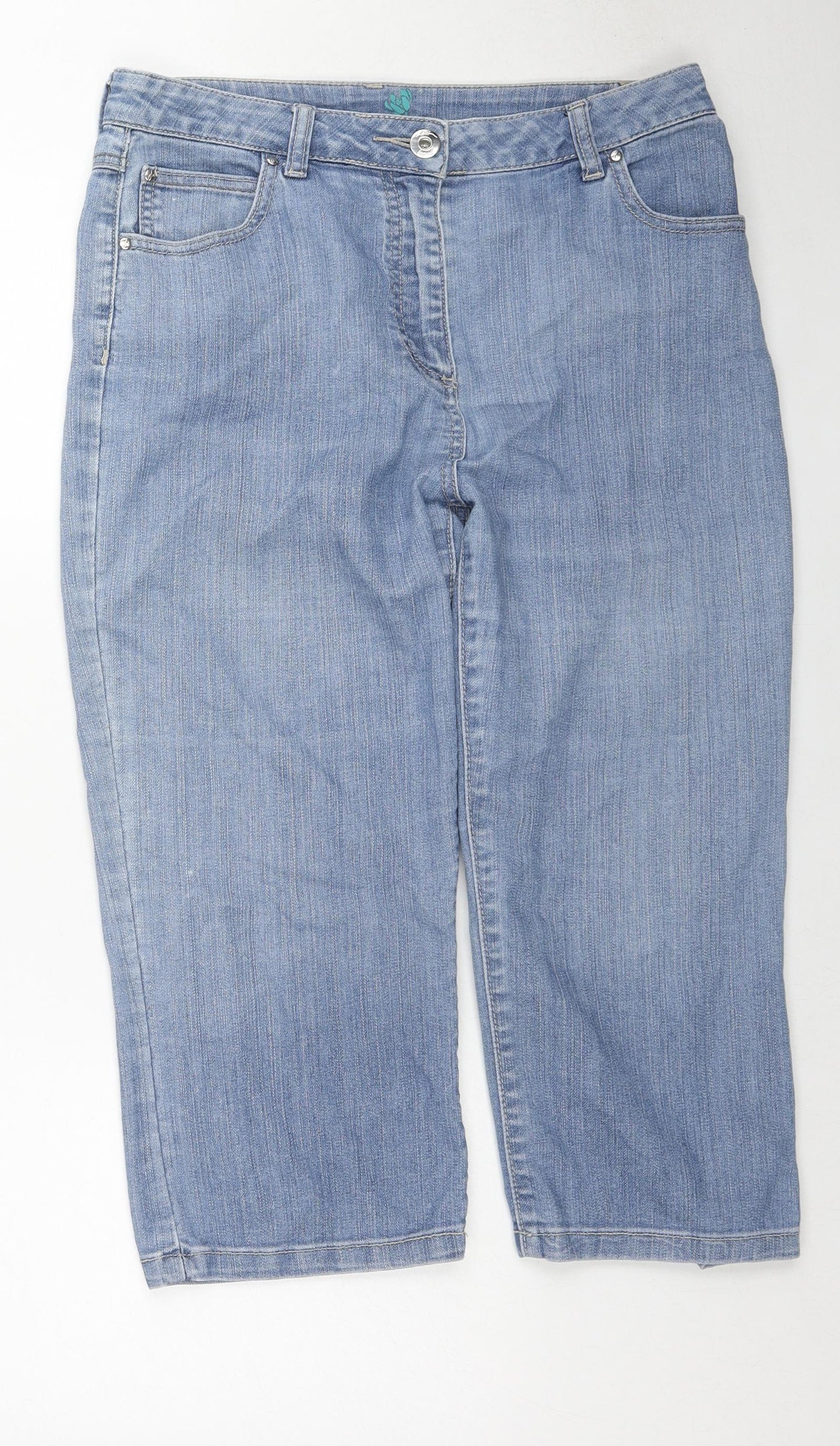 DASH Womens Blue Cotton Skimmer Shorts Size 12 L18 in Regular Zip