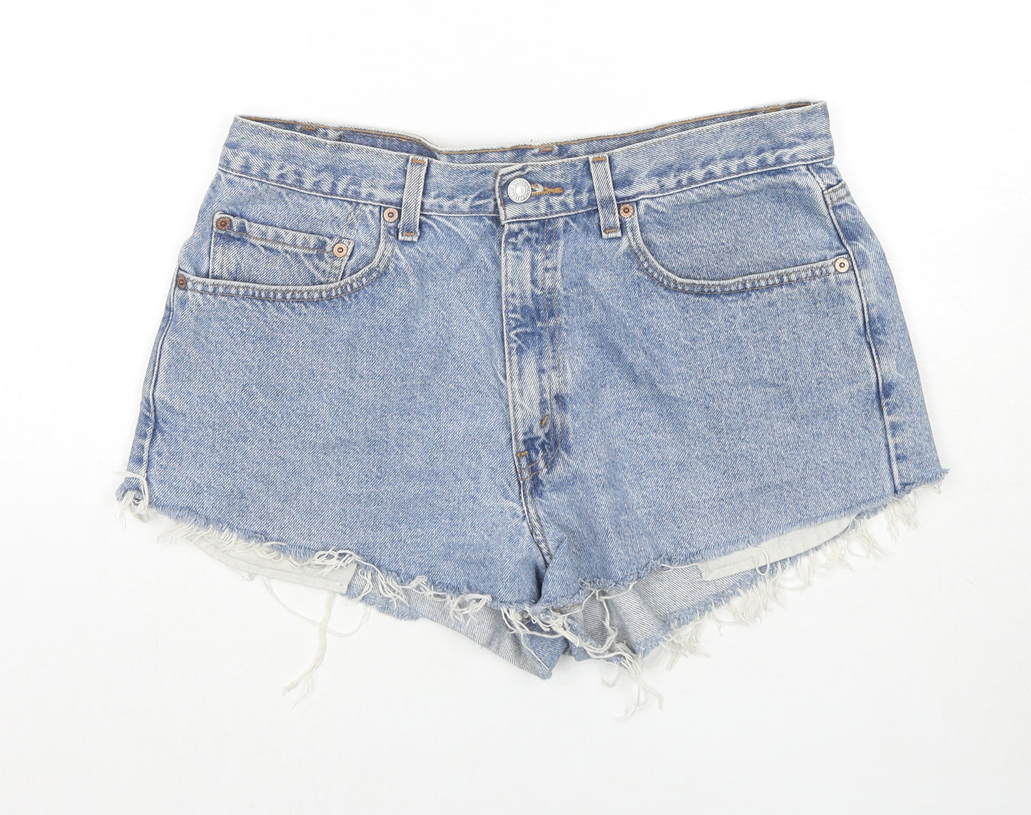 Levi's Womens Blue Cotton Hot Pants Shorts Size 34 in L3 in Regular Zip