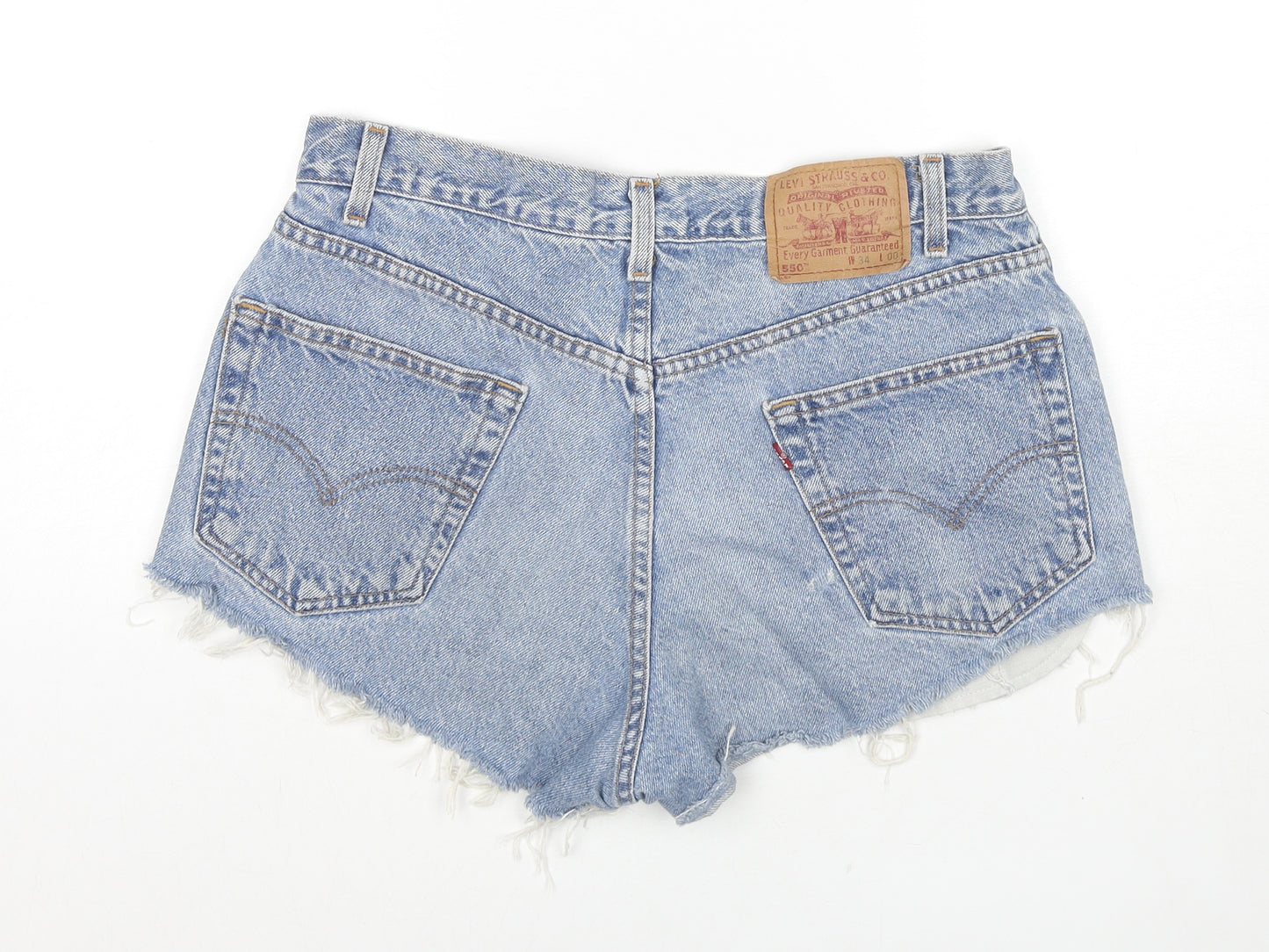 Levi's Womens Blue Cotton Hot Pants Shorts Size 34 in L3 in Regular Zip