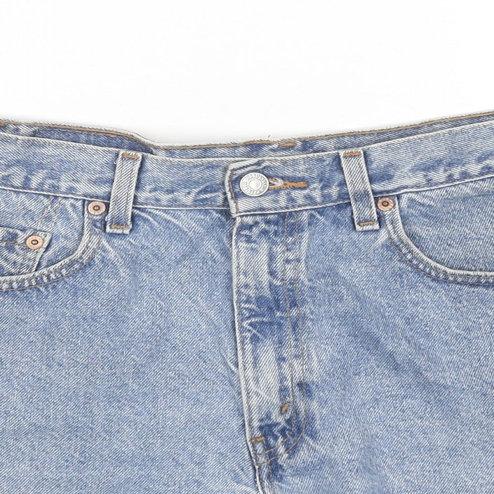 Levi's Womens Blue Cotton Hot Pants Shorts Size 34 in L3 in Regular Zip