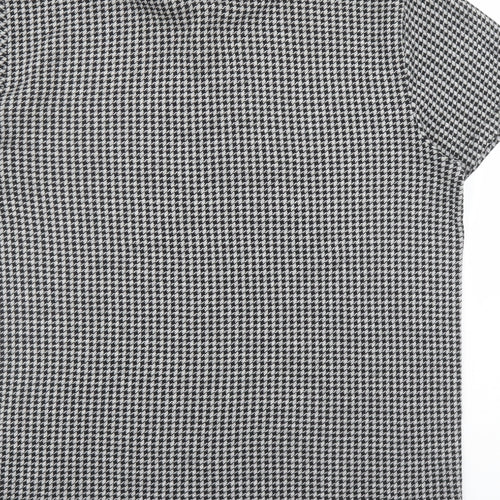 NEXT Mens Black Houndstooth Cotton Polo Size 2XL Collared Button
