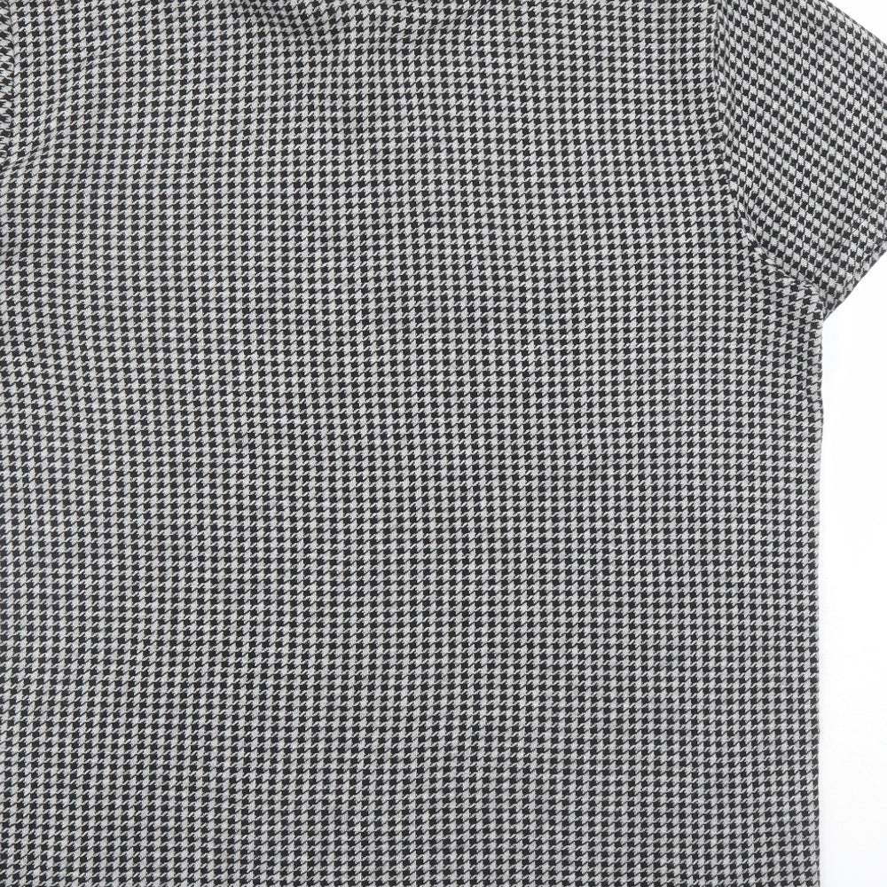 NEXT Mens Black Houndstooth Cotton Polo Size 2XL Collared Button
