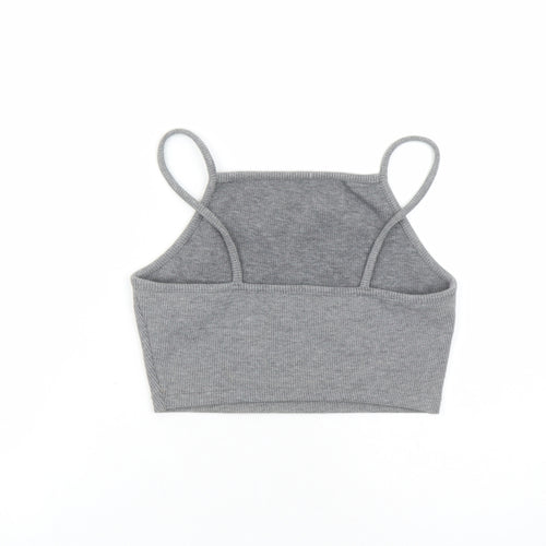 Topshop Womens Grey Polyester Cropped Tank Size 10 Round Neck