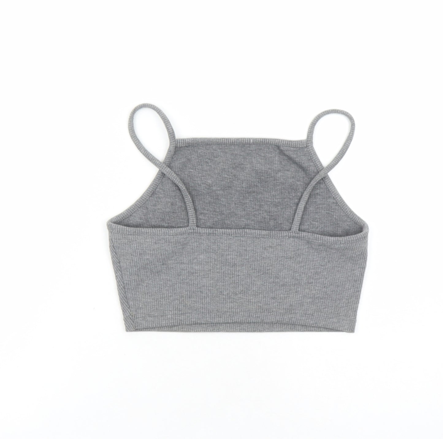 Topshop Womens Grey Polyester Cropped Tank Size 10 Round Neck