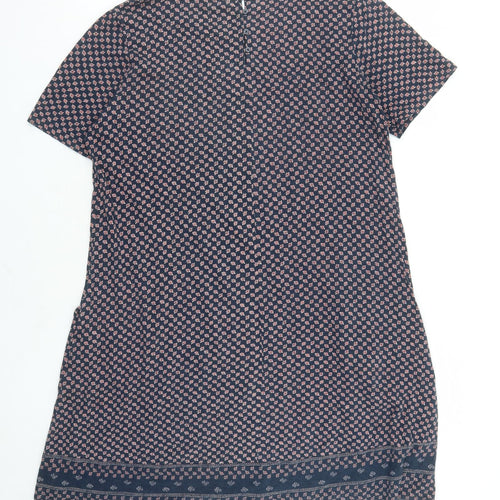 Joe Browns Womens Blue Floral Cotton T-Shirt Dress Size 14 Round Neck Button - Pockets