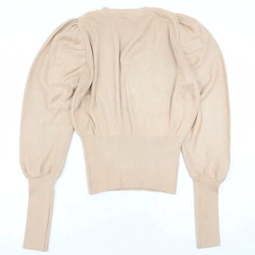 Miss Selfridge Womens Brown Round Neck Acrylic Pullover Jumper Size 10
