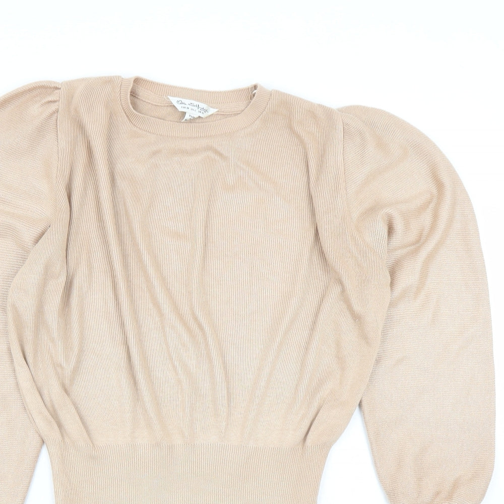 Miss Selfridge Womens Brown Round Neck Acrylic Pullover Jumper Size 10