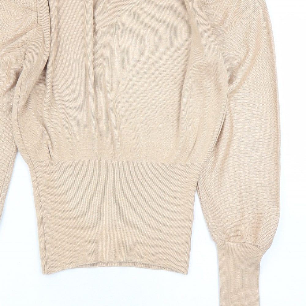 Miss Selfridge Womens Brown Round Neck Acrylic Pullover Jumper Size 10