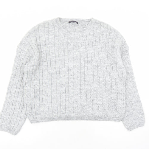 Marks and Spencer Womens Grey Round Neck Acrylic Pullover Jumper Size L