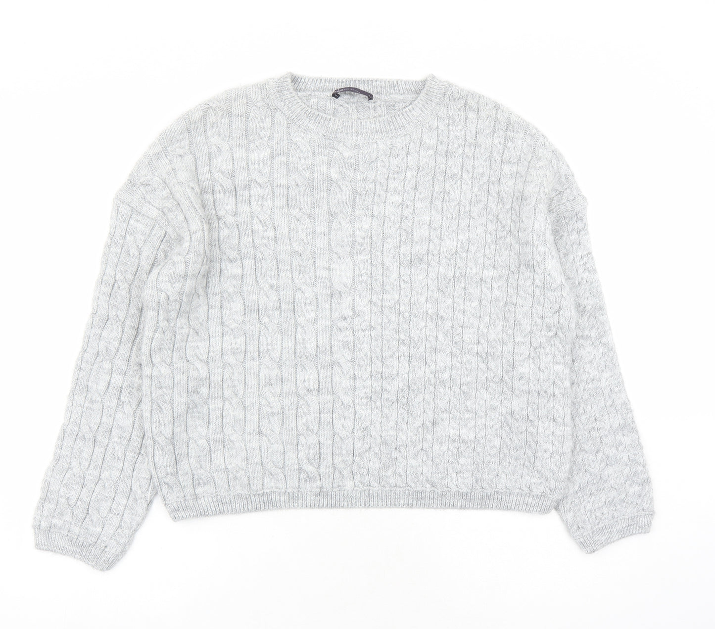 Marks and Spencer Womens Grey Round Neck Acrylic Pullover Jumper Size L