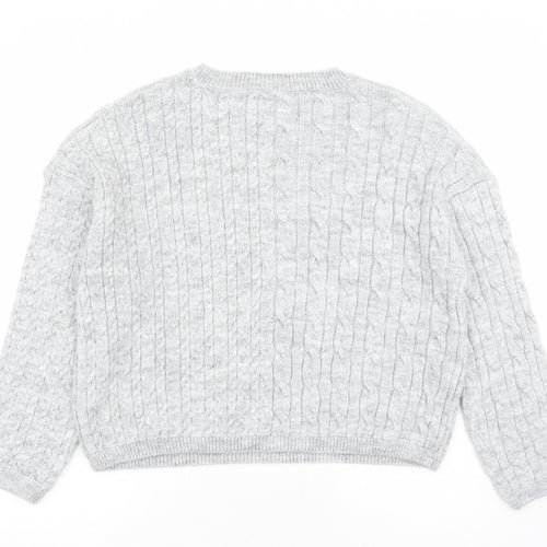 Marks and Spencer Womens Grey Round Neck Acrylic Pullover Jumper Size L