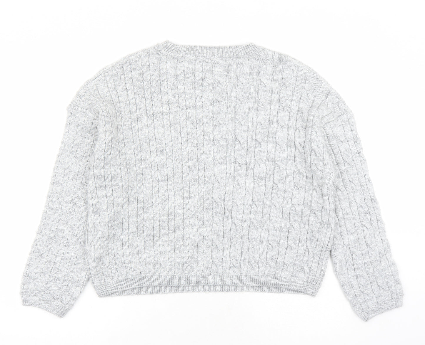 Marks and Spencer Womens Grey Round Neck Acrylic Pullover Jumper Size L