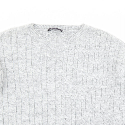 Marks and Spencer Womens Grey Round Neck Acrylic Pullover Jumper Size L