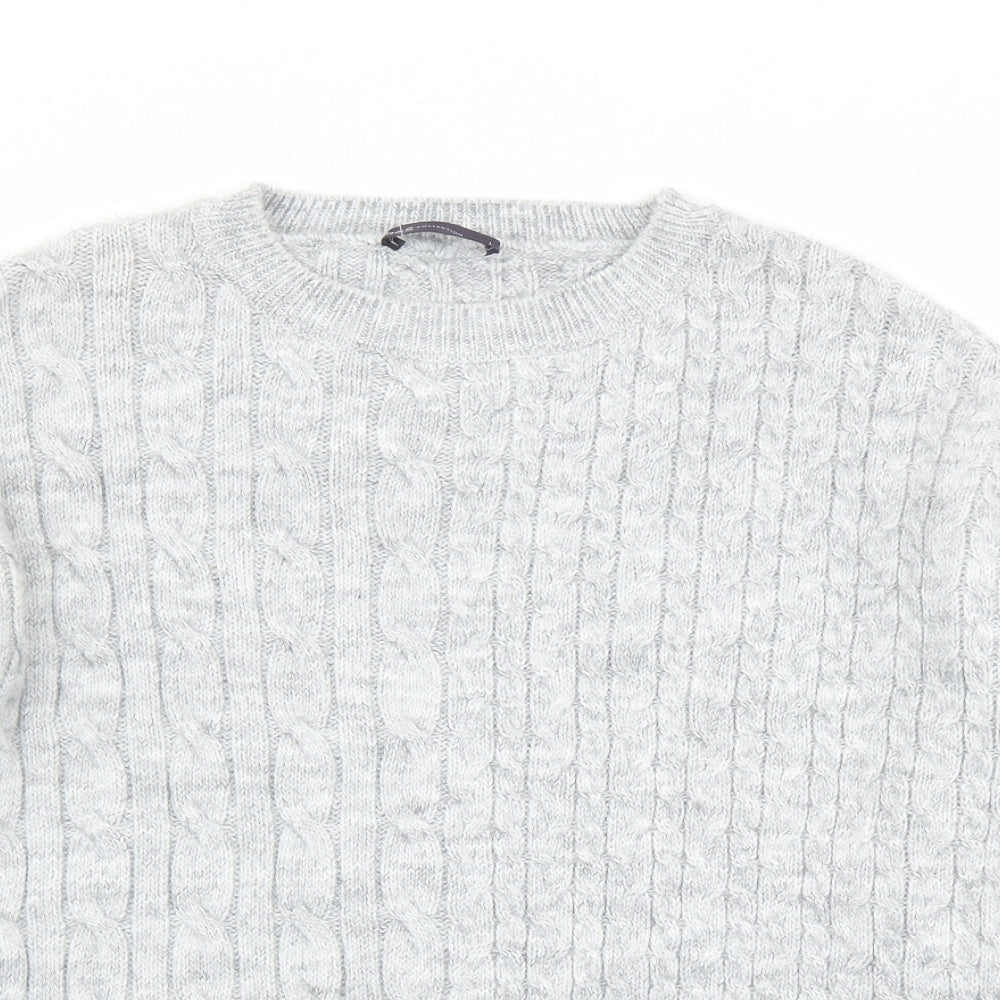 Marks and Spencer Womens Grey Round Neck Acrylic Pullover Jumper Size L