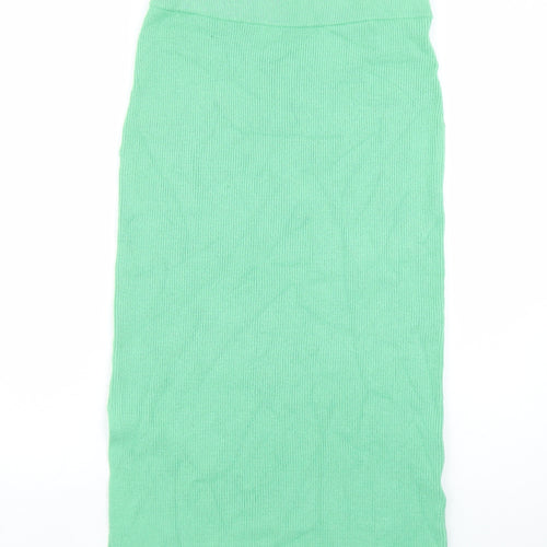 Marks and Spencer Womens Green Viscose A-Line Skirt Size M - Side split detail