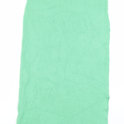 Marks and Spencer Womens Green Viscose A-Line Skirt Size M - Side split detail