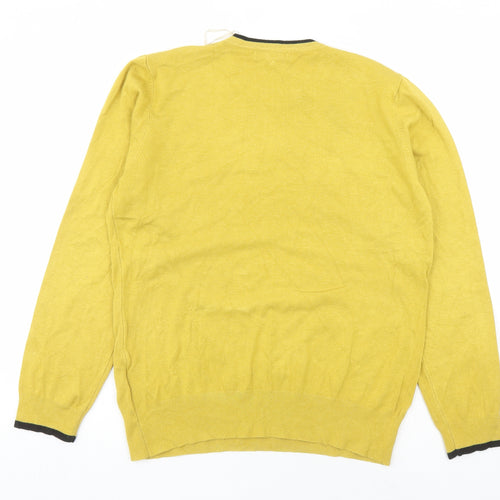 Ellie B Womens Yellow Round Neck Viscose Pullover Jumper Size L - Rhinestone Detail