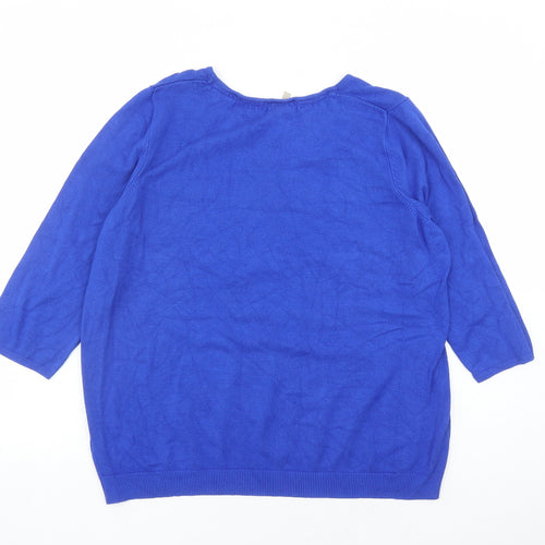 Anthology Womens Blue Round Neck Viscose Pullover Jumper Size 16 - Size 16-18