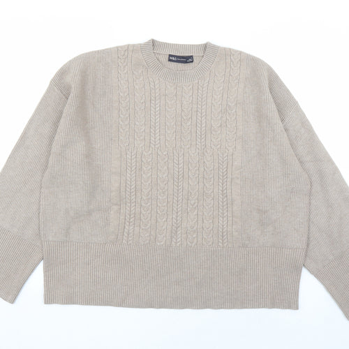 Marks and Spencer Womens Brown Round Neck Viscose Pullover Jumper Size L