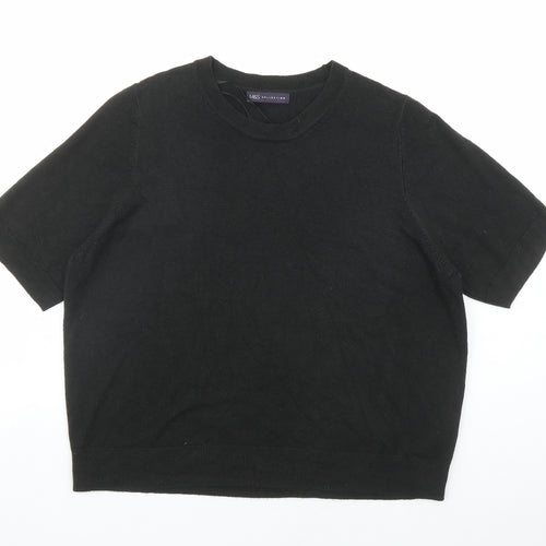 Marks and Spencer Womens Black Round Neck Acrylic Pullover Jumper Size 22