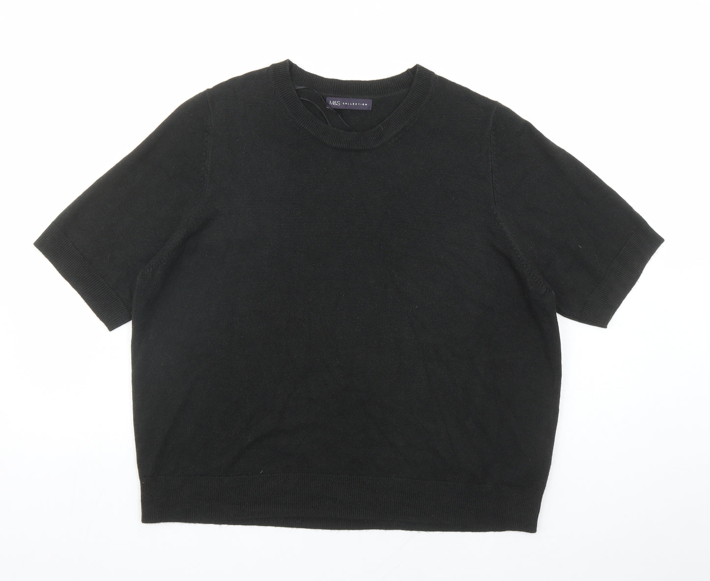 Marks and Spencer Womens Black Round Neck Acrylic Pullover Jumper Size 22