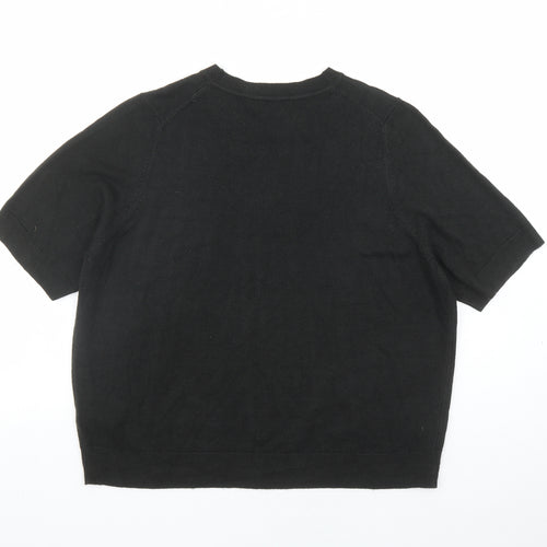 Marks and Spencer Womens Black Round Neck Acrylic Pullover Jumper Size 22