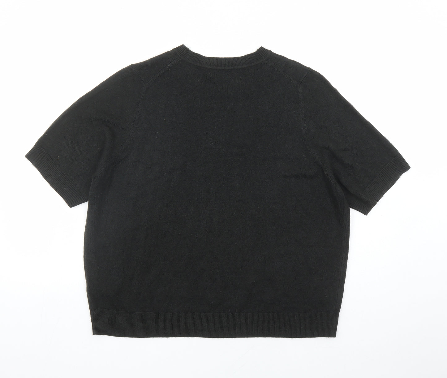Marks and Spencer Womens Black Round Neck Acrylic Pullover Jumper Size 22