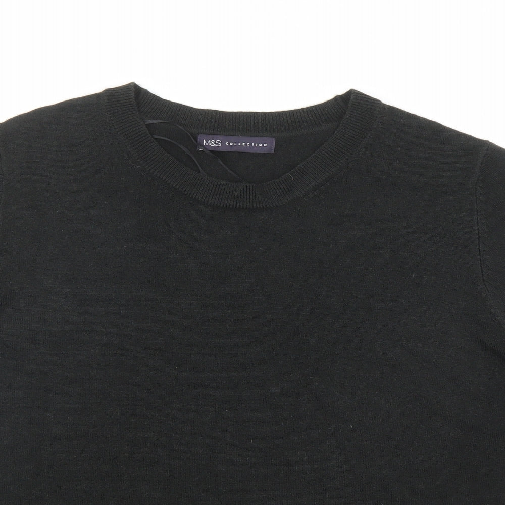 Marks and Spencer Womens Black Round Neck Acrylic Pullover Jumper Size 22