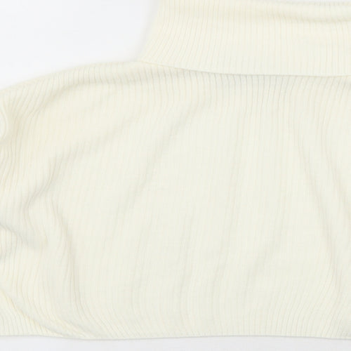 PRETTYLITTLETHING Womens Ivory Roll Neck Acrylic Pullover Jumper Size S